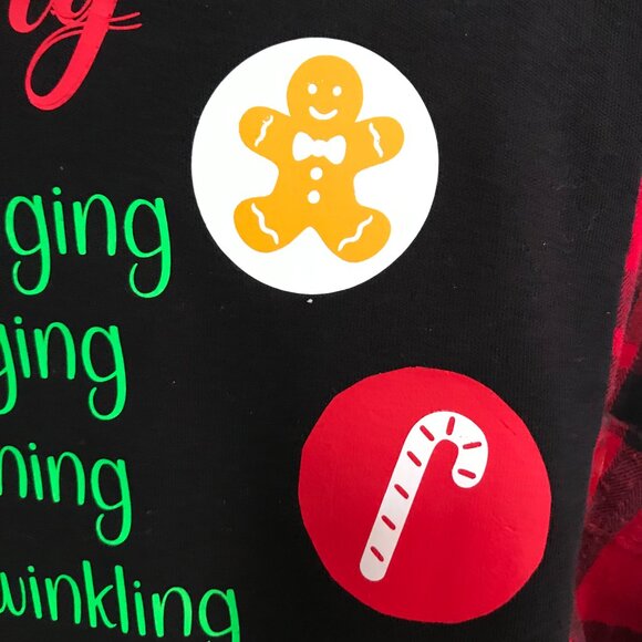 Red Plaid Christmas Shirt, Flannel Tee Upcycle: Size M-L, Jesus Holiday Graphics - Picture 5 of 9